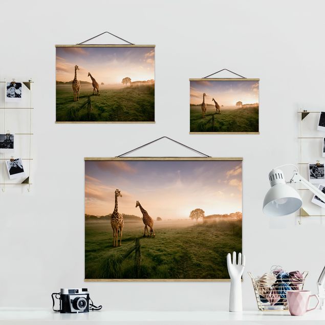 Fabric print with poster hangers - Surreal Giraffes