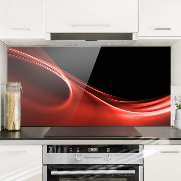 Glass splashback abstract Red Wave