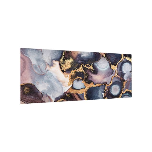Glass splashback abstract Marble Watercolour With Gold