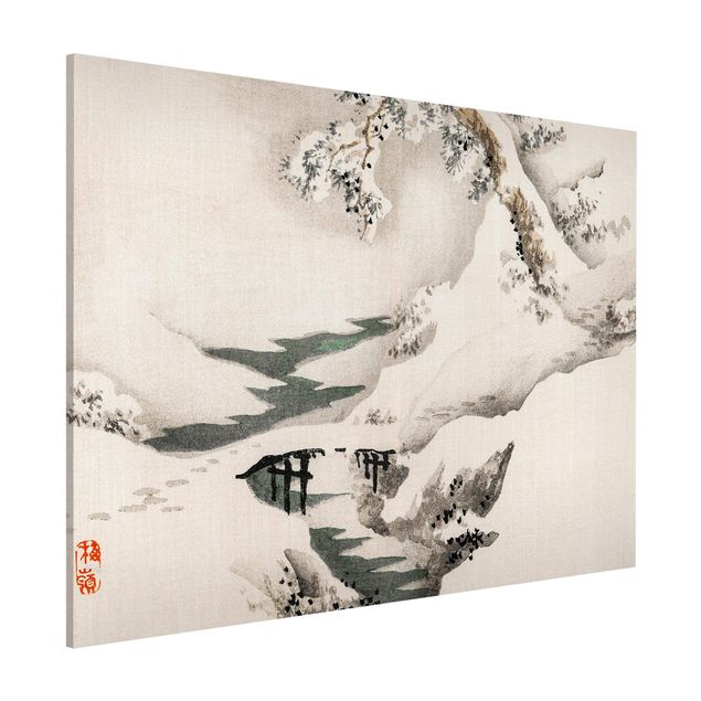Magnetic memo board - Asian Vintage Drawing Winter Landscape