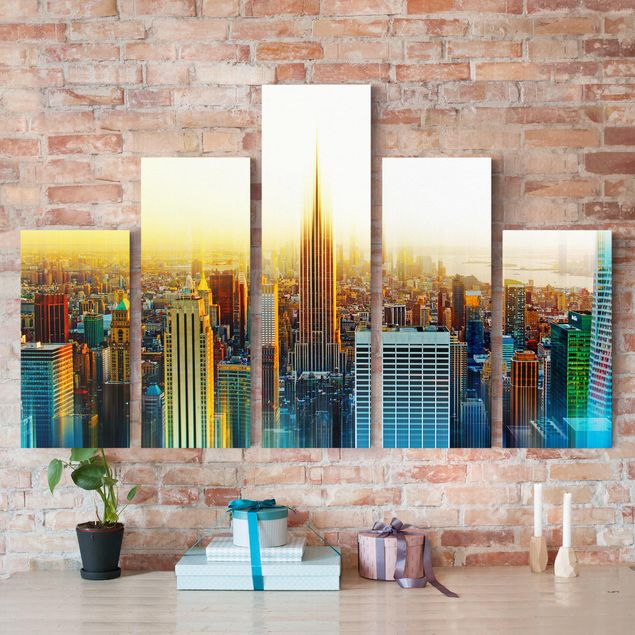 Print on canvas 5 parts - Manhattan Abstract
