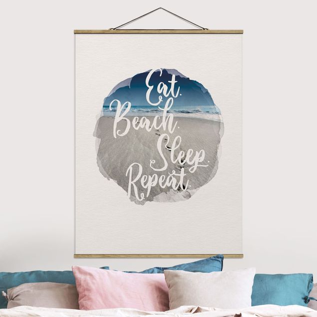 Fabric print with poster hangers - WaterColours - Eat.Beach.Sleep.Repeat.