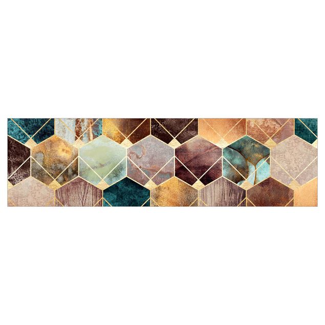 Kitchen wall cladding - Turquoise Geometry Golden Art Deco