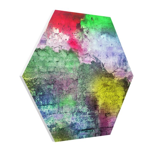 Forex hexagon - Colourful Sprayed Old Brick Wall