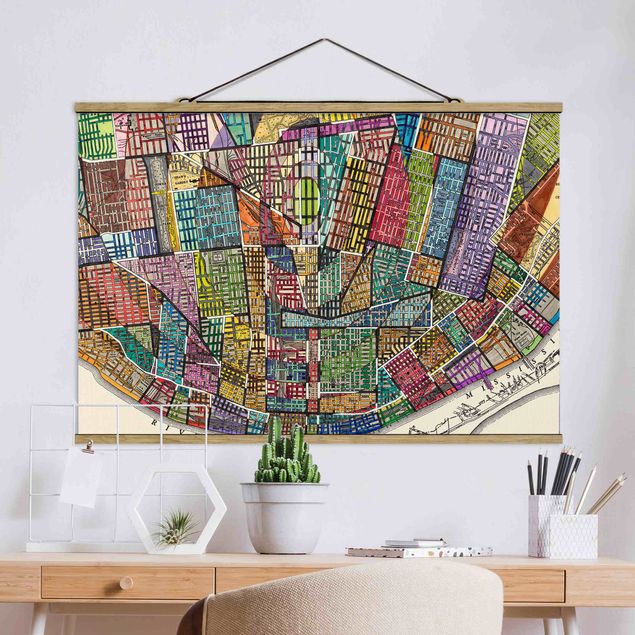 Fabric print with poster hangers - Modern Map Of St. Louis