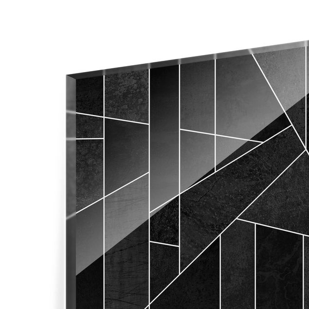 Splashback - Black And White Geometric Watercolour