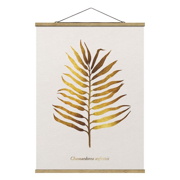 Fabric print with poster hangers - Gold - Palm Leaf II