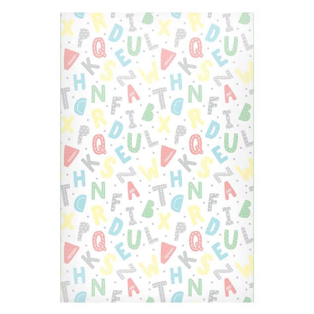 Magnetic memo board - Alphabet In Pastel Colours With Frame