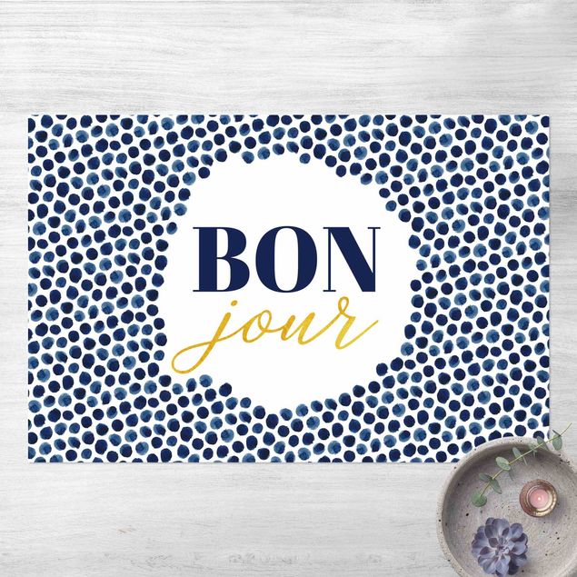outdoor balcony rug Bon Jour Gold With Watercolour Dots