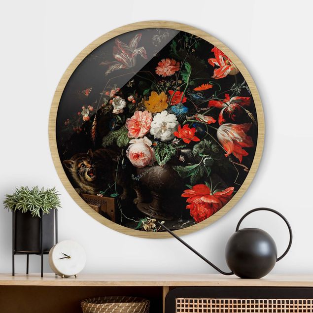 Framed prints round Abraham Mignon - The Overturned Bouquet