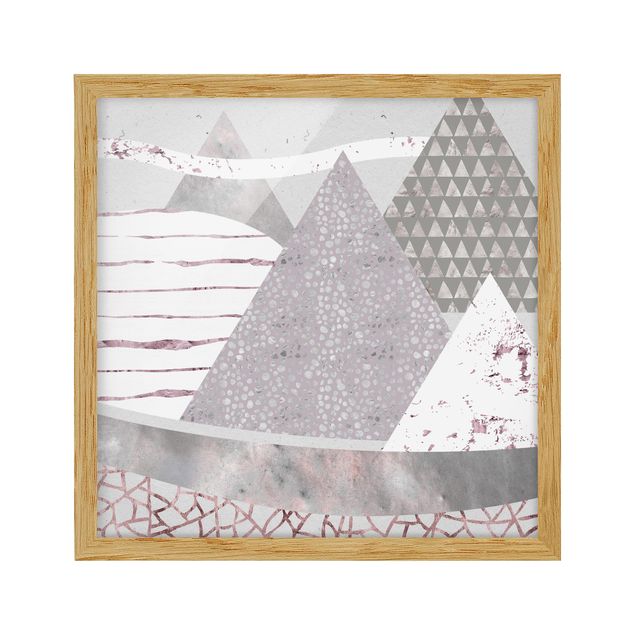 Framed poster - Abstract Mountain Landscape Pastel Pattern