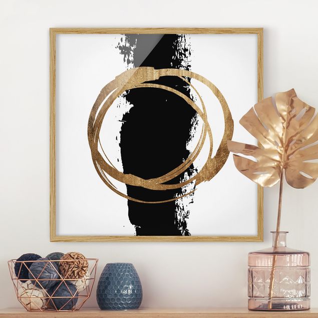 Framed poster - Abstract Shapes - Gold And Black