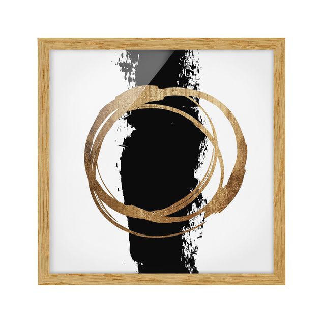 Framed poster - Abstract Shapes - Gold And Black