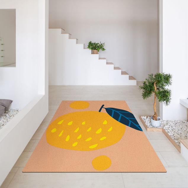 large floor mat Abstract Shapes - Orange