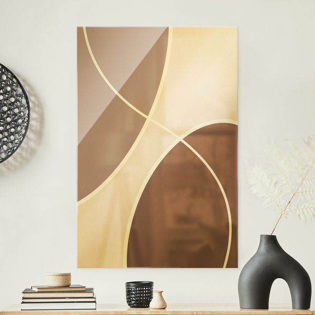 Glass print - Abstract Shapes - Light Pink And Beige - Portrait format