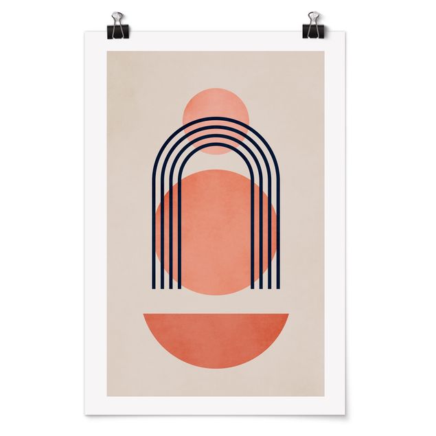 Poster art print - Abstract Shapes In Pink And Blue - 2:3