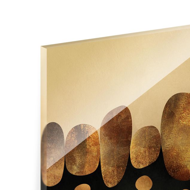 Glass print - Abstract Golden Stones