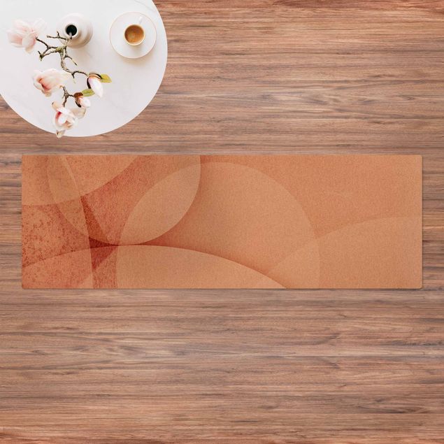 kitchen runner rugs Abstract Graphics In Peach-Colour