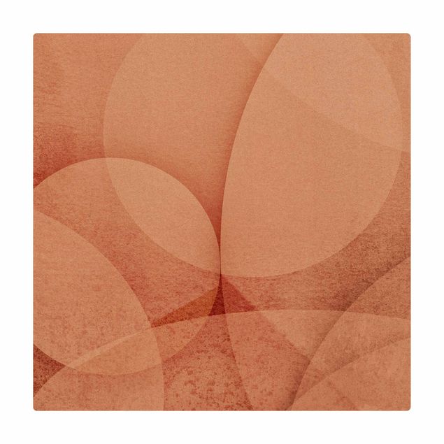 Cork mat - Abstract Graphics In Peach-Colour - Square 1:1