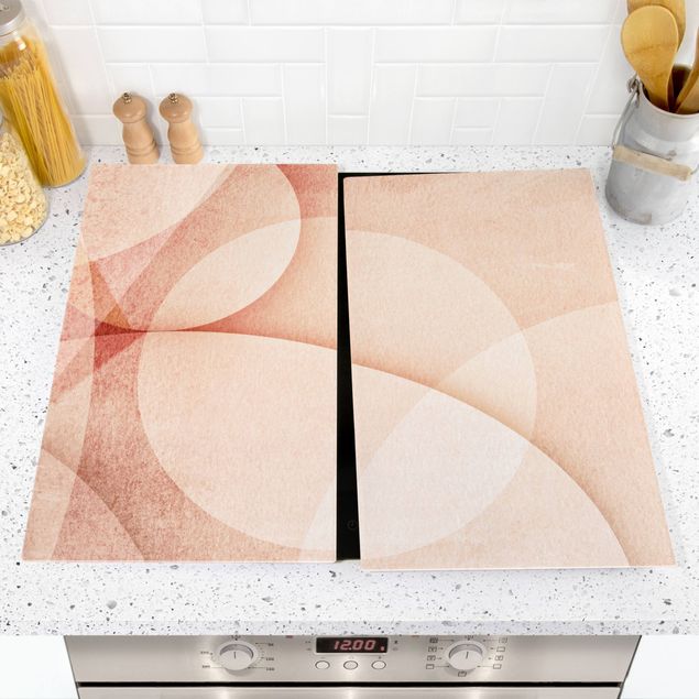 Stove top covers - Abstract Graphics In Peach-Colour