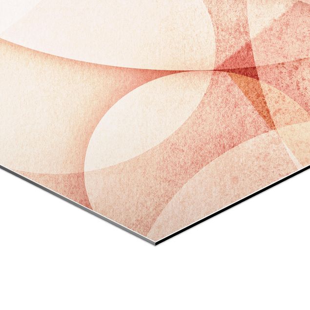 Alu-Dibond hexagon - Abstract Graphics In Peach-Colour