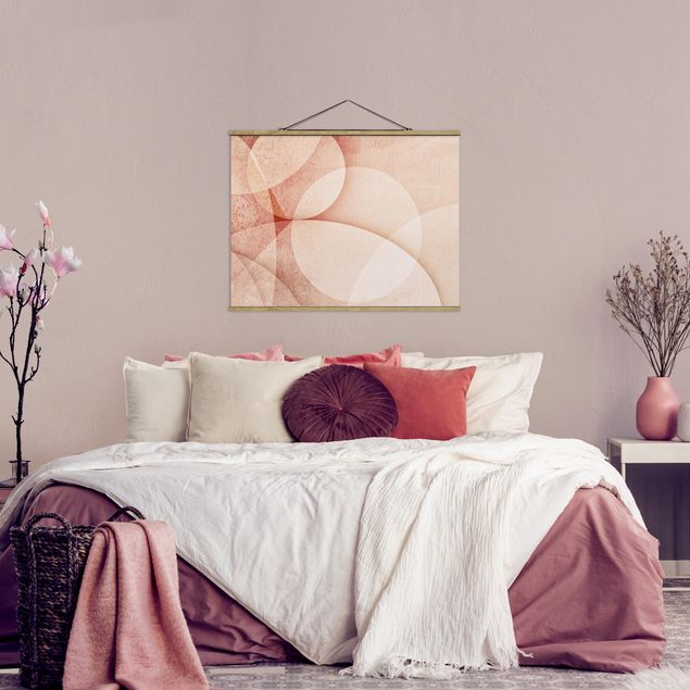 Fabric print with poster hangers - Abstract Graphics In Peach-Colour - Landscape format 4:3