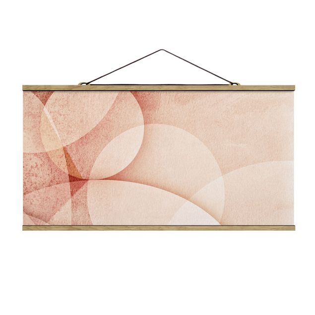 Fabric print with poster hangers - Abstract Graphics In Peach-Colour - Landscape format 2:1