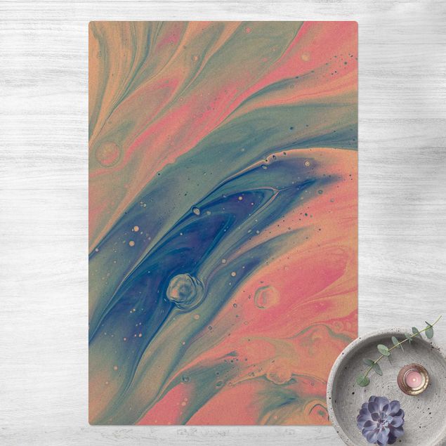 modern area rugs Abstract Marbling Bluish Pink