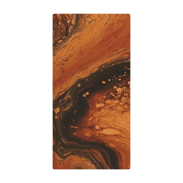 large floor mat Abstract Marbling Creamy Brown