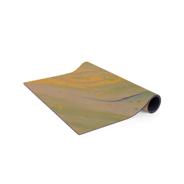 Green rugs Abstract Marbling Yellow green