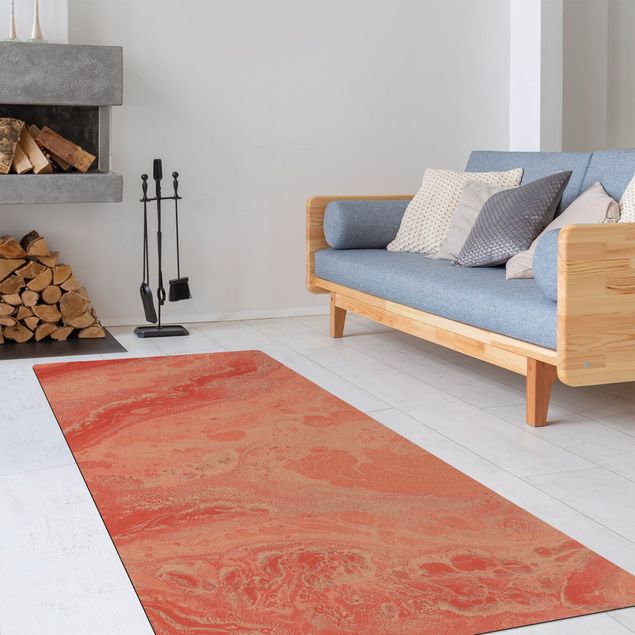 contemporary rugs Abstract Marbling Salmon-pink