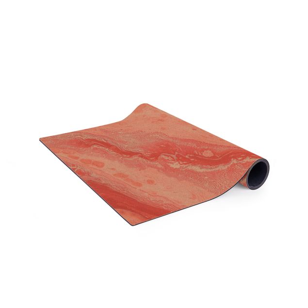 dining room area rugs Abstract Marbling Salmon-pink