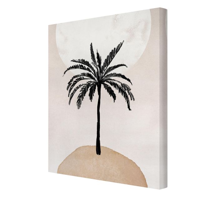 Canvas print - Abstract Island Of Palm Trees With Moon - Portrait format 3:4