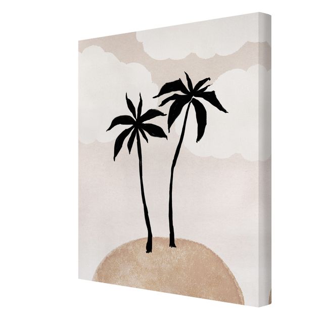 Canvas print - Abstract Island Of Palm Trees With Clouds - Portrait format 3:4