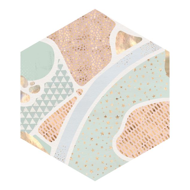 Self-adhesive hexagonal pattern wallpaper - Abstract Seascape Pastel Pattern