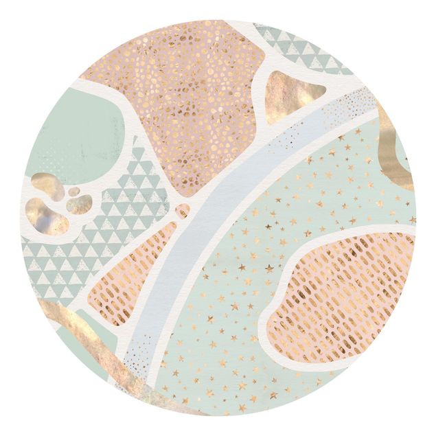 Self-adhesive round wallpaper kids - Abstract Seascape Pastel Pattern