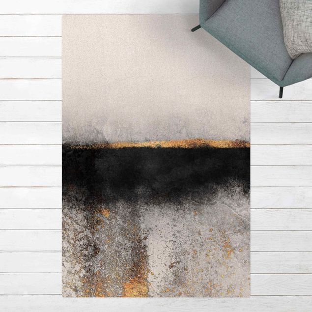 modern area rugs Abstract Golden Horizon Black And White
