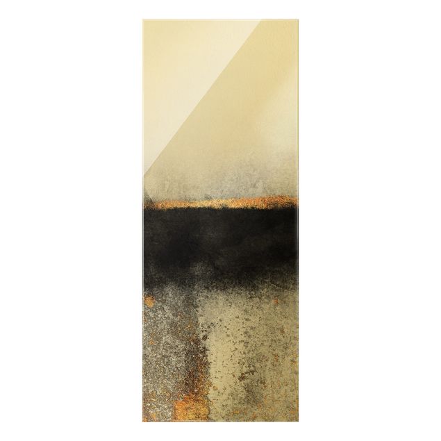 Glass print - Abstract Golden Horizon Black And White - Portrait format