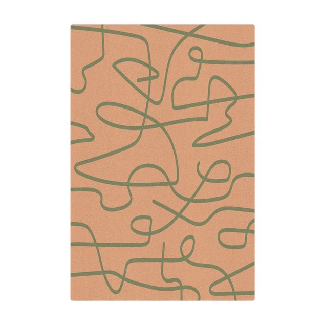 Cork mat - Abstract Flowing Lines Mint - Portrait format 2:3