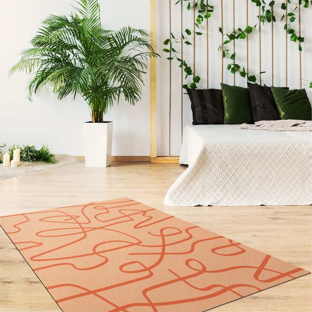 large floor mat Abstract Flowing Lines Light Pink