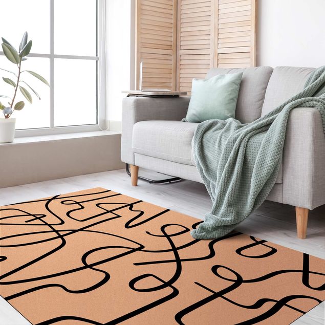 Black rugs Abstract Flowing Lines Black