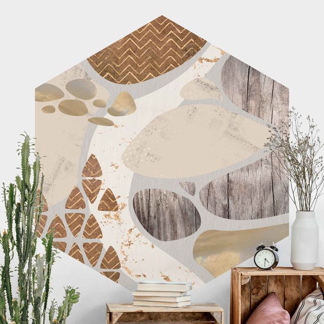 Hexagonal wall mural Abstract Quarry Pastel Pattern