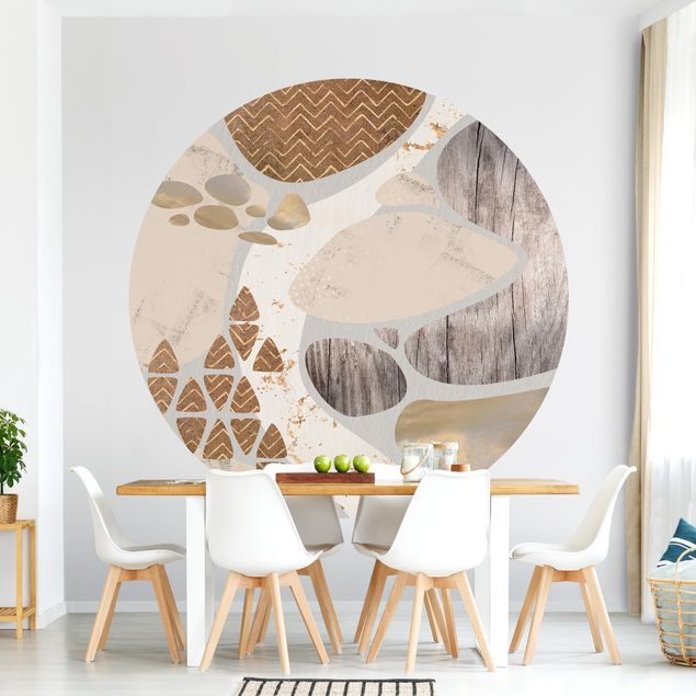 Self-adhesive round wallpaper - Abstract Quarry Pastel Pattern