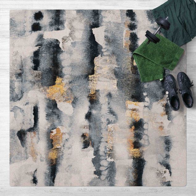 Modern rugs Abstract Watercolour With Gold