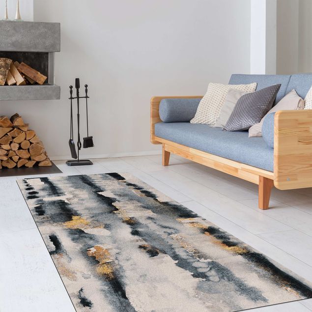 modern area rugs Abstract Watercolour With Gold