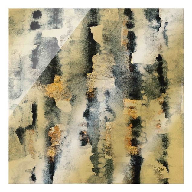Glass print - Abstract Watercolour With Gold