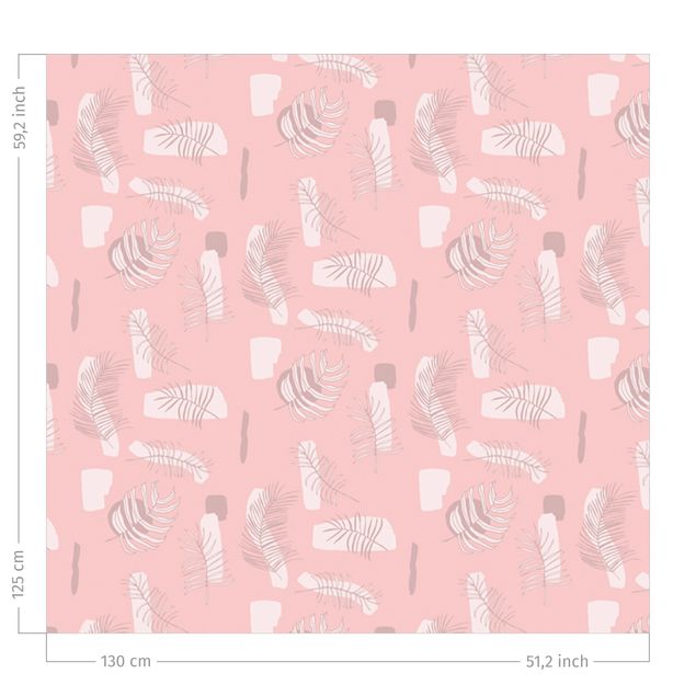 flower curtains Abstract Pattern With Palm Leaves - Pale Pink