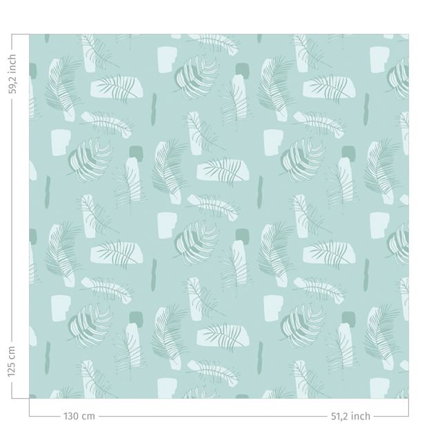 floral drapes Abstract Pattern With Palm Leaves - Pastel Mint Green