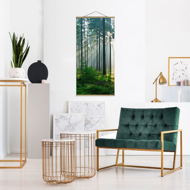 Fabric print with poster hangers - Enlightened Forest
