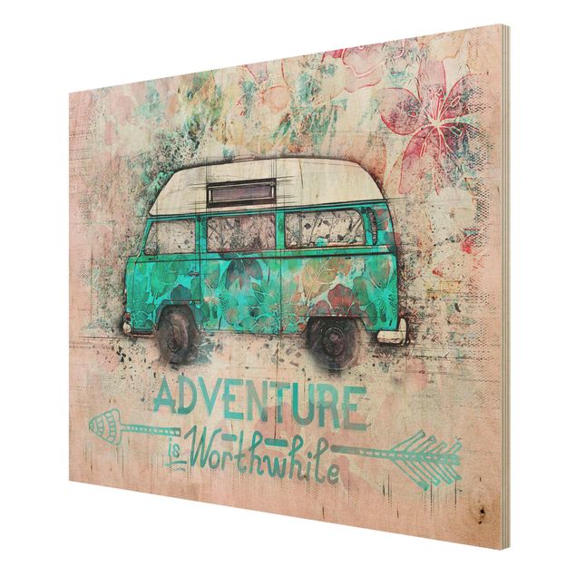 Print on wood - Bulli Adventure Collage Pastel